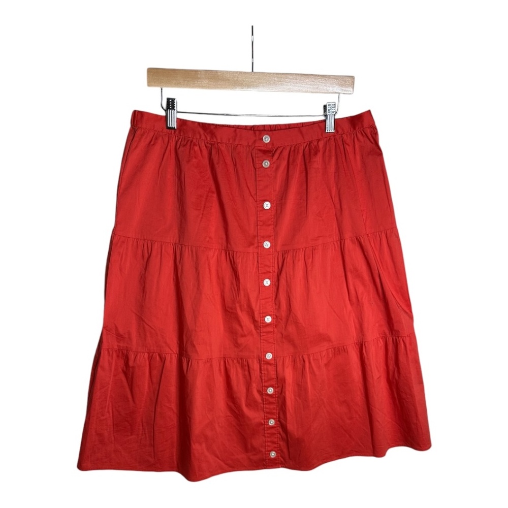 LOFT Outlet Women's Red Tiered Midi Button Front Skirt Size‎ Large SOLD AS IS